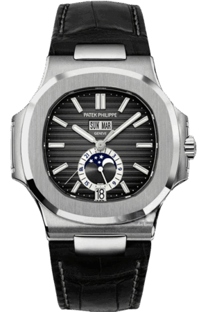 Patek Philippe Nautilus 5726A-001 Super Clone – Moon Phase Black Dial on Leather Strap