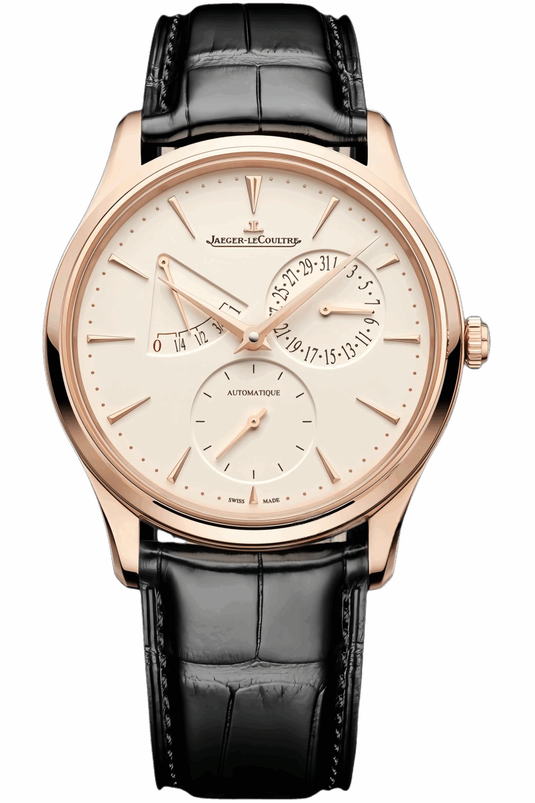 Jaeger-LeCoultre Master Ultra Thin Ref. Q1372510 Super Clone Watch – Blue Dial Rose Gold Case Black Leather Strap Replica