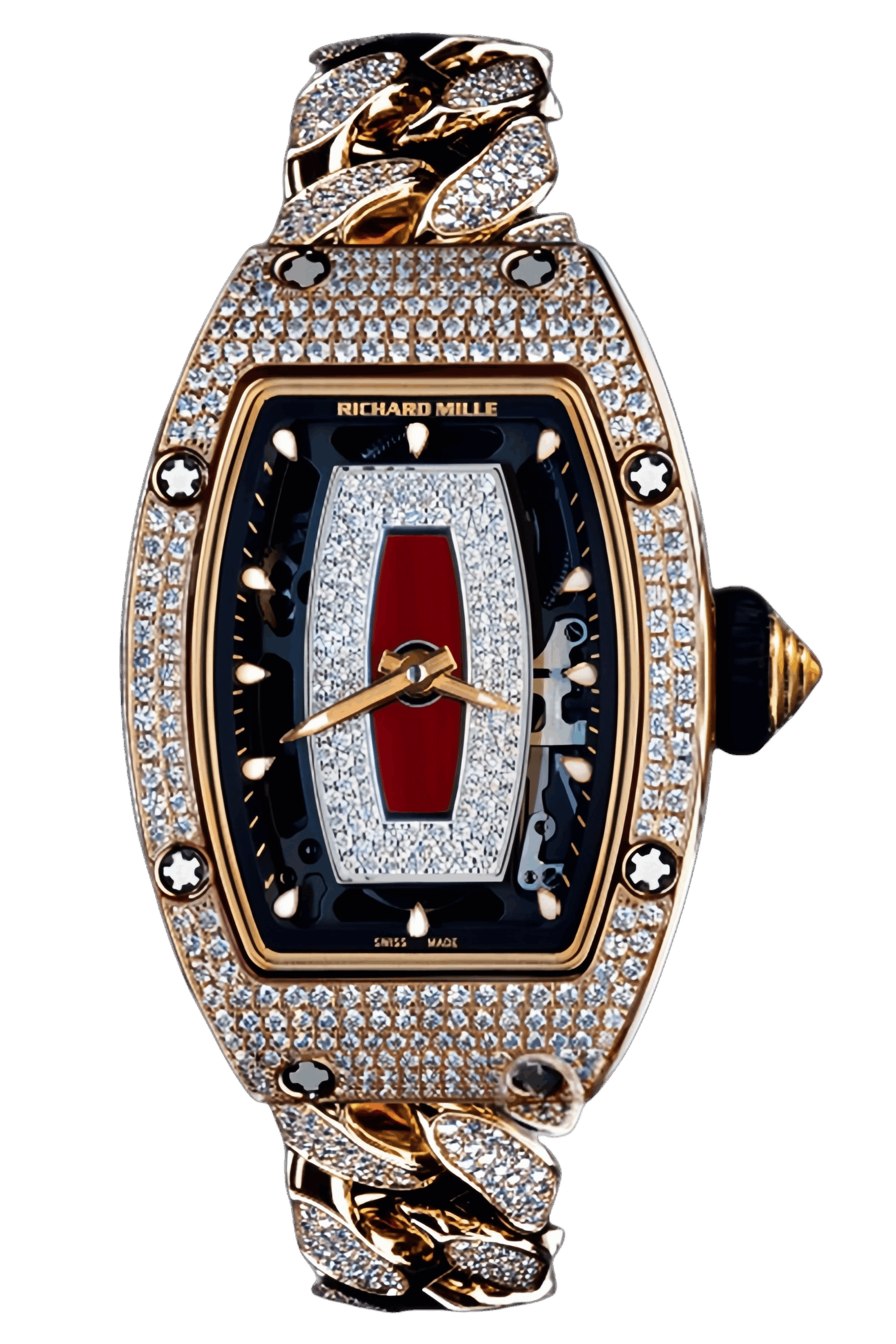 Richard Mille RM 07-01 Chain-Link Diamond Ladies Super Clone Watch – Skeleton Dial White Gold Bracelet Replica
