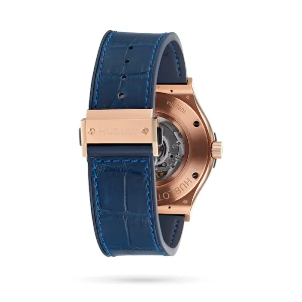 Hublot Classic Fusion Ref. 511.OX.7180.LR Super Clone Watch – King Gold Blue Dial Leather Strap Fake Replica - 图片 6