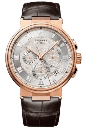 Breguet Marine Ref. 5527BR/12/9WV Super Clone Watch – Rose Gold Silver Dial Chronograph Fake Replica