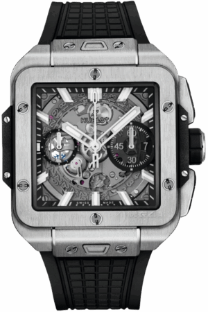 Hublot Square Bang Unico Ref. 821.NX.0170.RX Super Clone Watch – Titanium Black Skeleton Dial Rubber Strap Fake Replica
