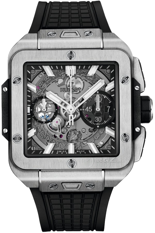 Hublot Square Bang Unico Ref. 821.NX.0170.RX Super Clone Watch – Titanium Black Skeleton Dial Rubber Strap Fake Replica