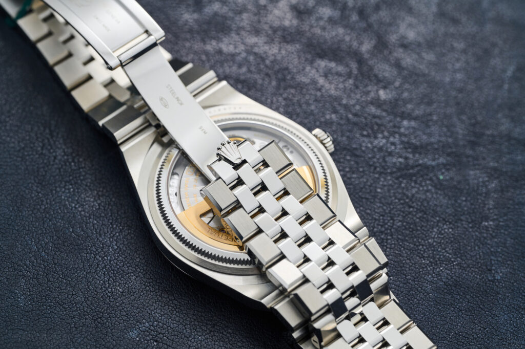 “Rolex Land-Dweller Super Clone crafted with 904L stainless steel case showing superior corrosion resistance and mirror polish finish.”