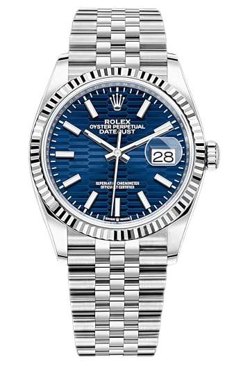 Rolex Datejust 36mmSuper Clone Swiss ReplicaWatch  Blue Fluted Dial Ref 126234 3235 Swiss Movement