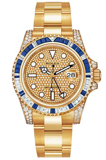 Rolex GMT-Master II Full Pavé Diamond Super Clone Swiss Replica Watch Ref 116758SA-78208 18K Yellow Gold