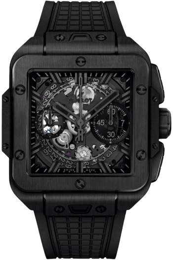 Hublot Square Bang Unico Ref. 821.CX.0140.RX Super Clone Watch ?C Carbon Fiber Skeleton Dial Rubber Strap Fake Replica