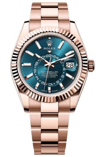 Rolex Sky-Dweller Blue Dial Super Clone Swiss ReplicaWatch 18k Rose Gold Oyster Bracelet Ref 336935 9002 Swiss Movement