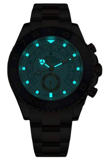 Alternative view of Rolex Yacht-Master II Everose Rolesor Two-Tone Super Clone Swiss Replica Watch Ref M116681-0002 Blue Bezel 44mm