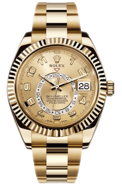 Rolex Sky-Dweller Champagne Dial Super Clone Swiss Replica Watch Oyster Bracelet Ref 326938-72418 Swiss 9001 Movement