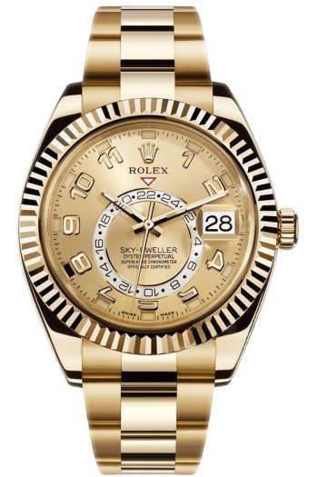 Rolex Sky-Dweller Champagne Dial Super Clone Swiss Replica Watch Oyster Bracelet Ref 326938-72418 Swiss 9001 Movement
