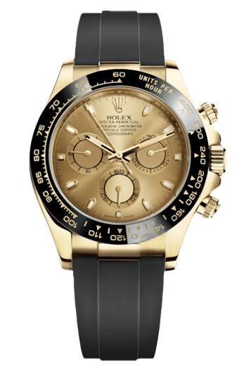 Rolex Cosmograph Daytona Super Clone Swiss Replica Watch 18k Yellow Gold Oysterflex Strap Champagne Dial Ref 116518LN-0034