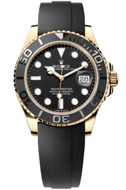 Rolex Yacht Master 18k Yellow Gold Super CloneSwiss Replica Watch OysterFlex Rubber Strap Ref 226658-3235 Swiss Movement