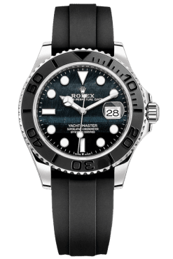 Rolex Yacht Master White Gold Super Clone SwissReplica Watch OysterFlex Rubber Strap Ref 226659 3235 Swiss Movement