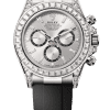 Rolex Daytona 40mm Super Clone Swiss Watch White Gold Diamond Bezel Oysterflex Strap Diamond Paved Dial Ref M126539TBR-0002 4131 Swiss Movement