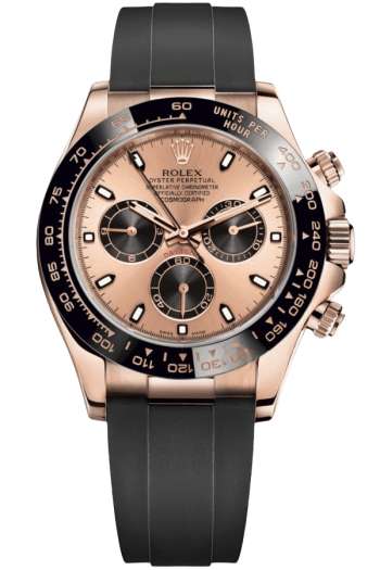 Rolex Daytona 18k Rose Gold Super Clone SwissReplica Watch OysterFlex Rubber Strap Ref 116515LN 4130 Swiss Movement
