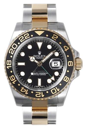 Rolex GMT-Master II Black Dial Super Clone Swiss Replica Watch Ref 116713-LN-78203 Two-Tone Steel & Yellow Gold