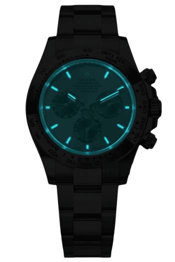 Alternative view of Rolex Daytona 40mm Super Clone Swiss Watch White Gold Oyster Bracelet Bright Black Dial Ref M126509-0003 4131 Swiss Movement