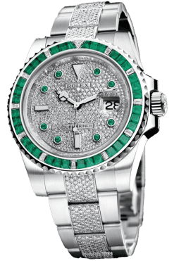 Rolex Submariner Gem-Set Bezel Super Clone Swiss Replica Watch Ref 116649-EMBR Rainbow Sapphire & Emerald Oyster Bracelet