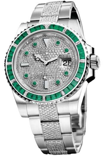 Rolex Submariner Gem-Set Bezel Super Clone Swiss Replica Watch Ref 116649-EMBR Rainbow Sapphire & Emerald Oyster Bracelet