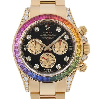 Alternative view of Rolex Daytona Rainbow 40mm Yellow Gold Super Clone Swiss Replica Watch Ref. 116598 RBOW