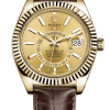 Rolex Sky-Dweller White Dial Super Clone Swiss Replica Watch Brown Leather Strap Ref M326138-0006 Swiss 9001 Movement