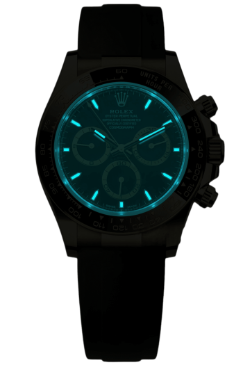 Alternative view of Rolex Daytona M126518LN-0008 Super Clone – Black Dial & Yellow Gold with Oysterflex