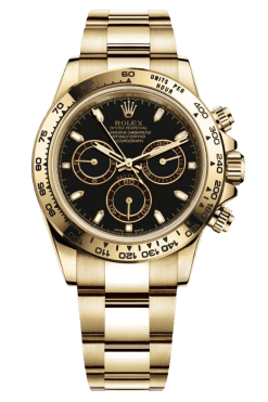 Rolex Daytona Black Dial Super Clone SwissReplica Watch 18kGold Bracelet Ref 116508-4130 Swiss Movement