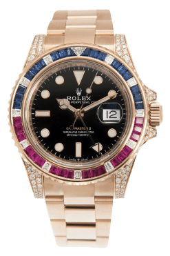 Rolex GMT-Master II Rainbow Bezel Super Clone Swiss Replica Watch Ref M126755SARU-0003 Mother of Pearl Dial