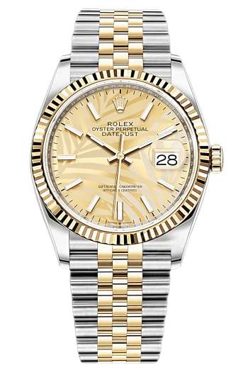 Rolex Datejust 36mm Super Clone Swiss ReplicaWatch Champagne Palm Dial Ref 126233 3235Swiss Movement