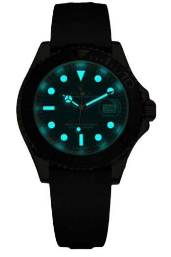 Alternative view of Rolex Yacht Master 18k Rose Gold Super Clone Swiss Replica Watch OysterFlex Rubber Strap Ref 126655 3235 Swiss Movement