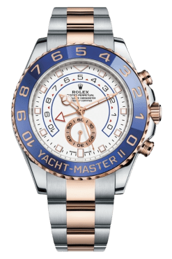Rolex Yacht-Master II Everose Rolesor Two-Tone Super Clone Swiss Replica Watch Ref M116681-0002 Blue Bezel 44mm