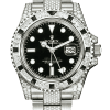 Rolex GMT-Master II Black Sapphire Bezel Full Diamond Super Clone Swiss Replica Watch Ref 116759SANR-74769BRIL White Gold