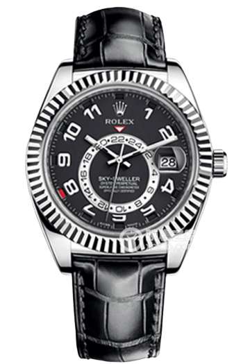 Rolex Sky-Dweller Black Dial Super Clone Swiss Replica Watch Black Leather Strap Ref M326139-0003 Swiss 9001 Movement