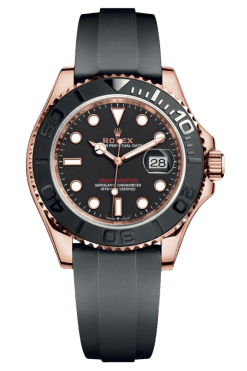 Rolex Yacht Master 18k Rose Gold Super Clone Swiss Replica Watch OysterFlex Rubber Strap Ref 126655 3235 Swiss Movement
