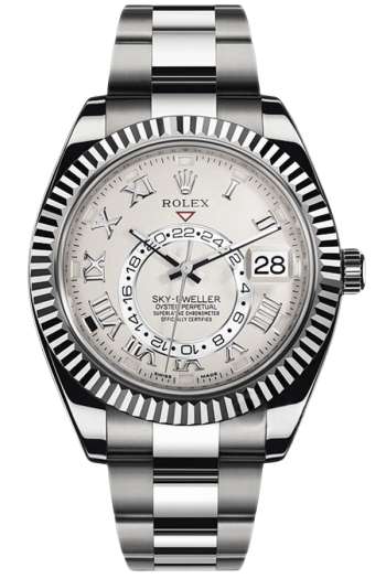 Rolex Sky-Dweller White Dial Super Clone Swiss Replica Watch Oyster Bracelet Ref 326939-72419 Swiss 9001 Movement