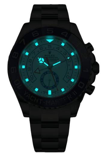 Alternative view of Rolex Yacht-Master II White Dial Blue Bezel Super Clone Swiss Replica Watch Ref M116680-0002 44mm Stainless Steel