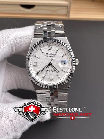 ES Rolex Land Dweller White Dial Front View (Full Watch Display)