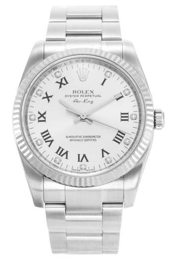 Rolex Air-King Silver Dial Roman Numerals Super Clone Swiss Replica Watch Ref 114234 Oystersteel Bracelet