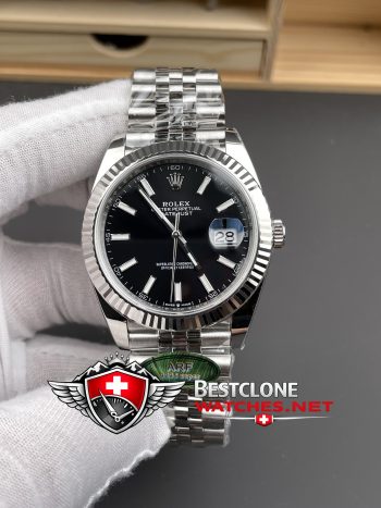 Real photos of the Rolex Datejust 41mm Black Dial Ref 126334 Super Clone Watch (1)