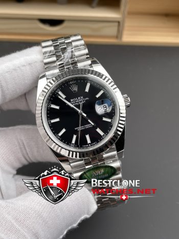 Real photos of the Rolex Datejust 41mm Black Dial Ref 126334 Super Clone Watch (2)