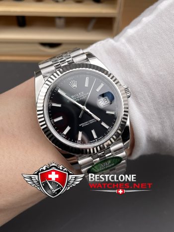 Real photos of the Rolex Datejust 41mm Black Dial Ref 126334 Super Clone Watch (9)
