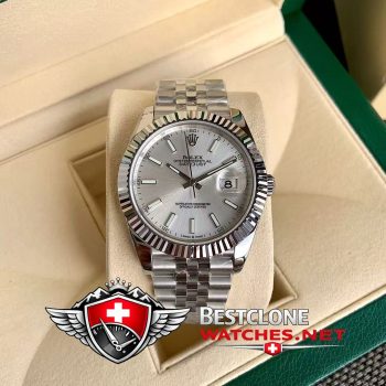Real photos of the Rolex Datejust 41mm Ref M126334 3235 Silver Dial Super Clone Watch (2)
