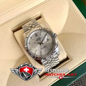 Real photos of the Rolex Datejust 41mm Ref M126334 3235 Silver Dial Super Clone Watch (5)