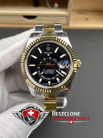 Real photos of the Rolex Sky Dweller Ref M336933 Champagne Dial Super Clone Watch (2)