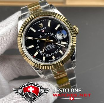 Real photos of the Rolex Sky Dweller Ref M336933 Champagne Dial Super Clone Watch (3)