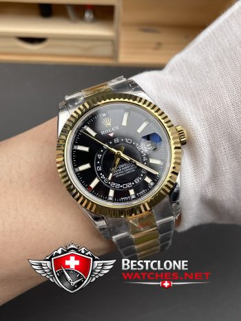 Real photos of the Rolex Sky Dweller Ref M336933 Champagne Dial Super Clone Watch (4)