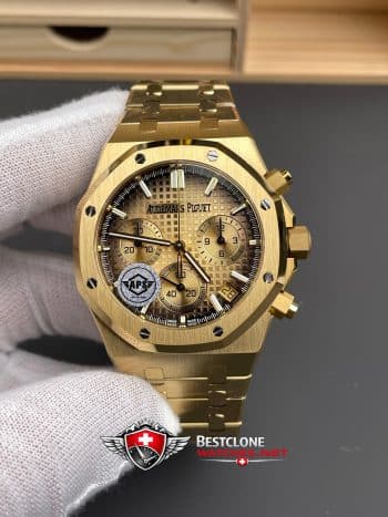 Audemars Piguet Royal Oak Chronograph 26240BA.OO.1320BA.02 Super Clone Watch – Gold Dial Full Gold Bracelet (1)