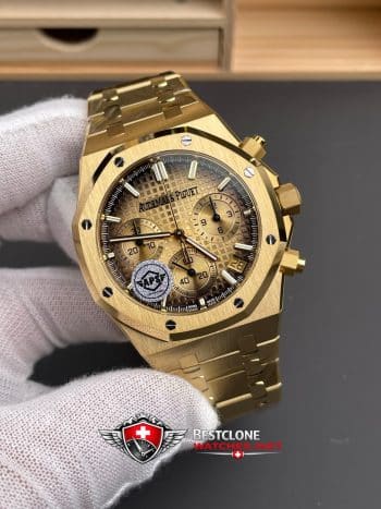 Audemars Piguet Royal Oak Chronograph 26240BA.OO.1320BA.02 Super Clone Watch – Gold Dial Full Gold Bracelet (2)