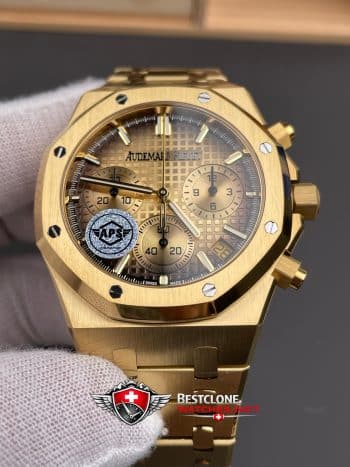 Audemars Piguet Royal Oak Chronograph 26240BA.OO.1320BA.02 Super Clone Watch – Gold Dial Full Gold Bracelet (3)
